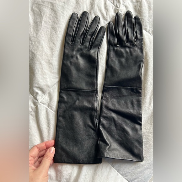 Worthington long black leather gloves XL - Picture 3 of 6